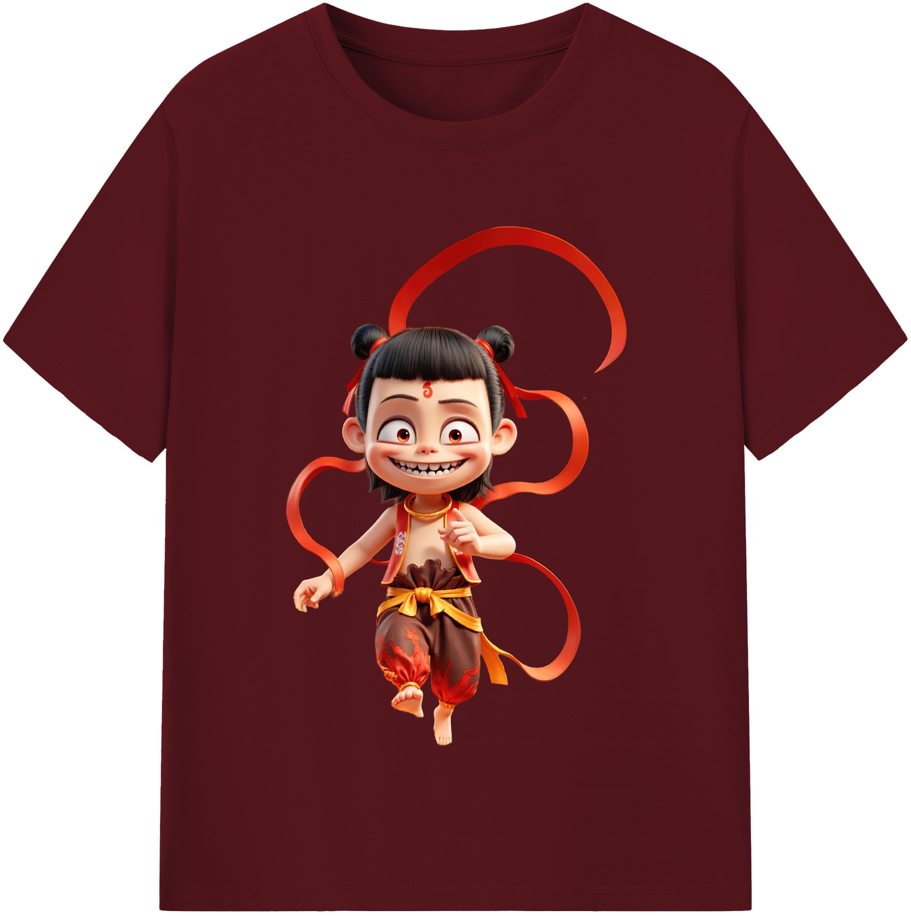 （画像用） Ne Zha 2 ナタ 魔童の大暴れ 綿100％半袖Tシャツ（フロントプリント）